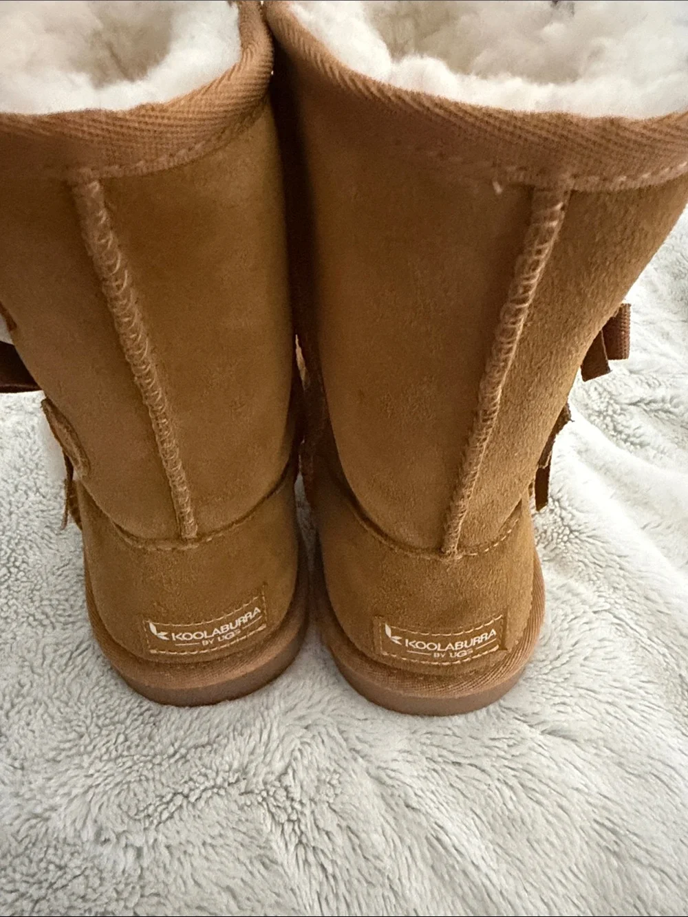 Koolaburra Kids Chestnut Suede Shearling Boots